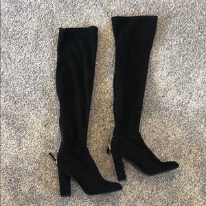Steve Madden over the knee black suede boots